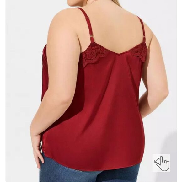 Torrid Sophie Satin Lace Trim Cami size 18/20 in Biking Red - Picture 3 of 4